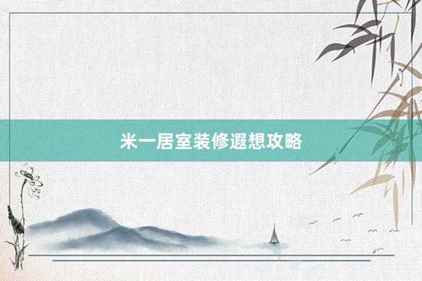 米一居室装修遐想攻略